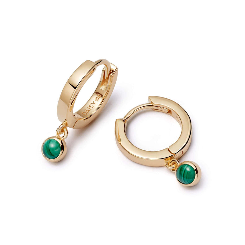 Malachite Healing Huggie Hoop Earrings 18ct Gold Plate recommended
