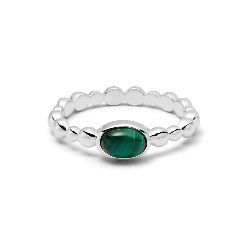 Malachite Healing Stone Bobble Ring Sterling Silver
