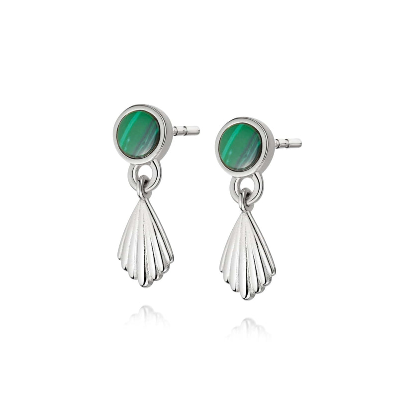 Malachite Palm Drop Stud Earrings Sterling Silver recommended