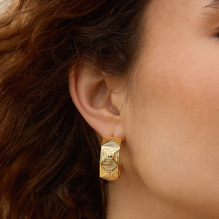 Maxi Strata Hoop Earrings 18ct Gold Plate recommended