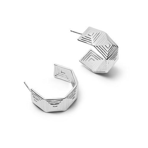Maxi Strata Hoop Earrings Silver Plate