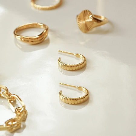 Ridged Hoop Earrings 18ct Gold Plate recommended