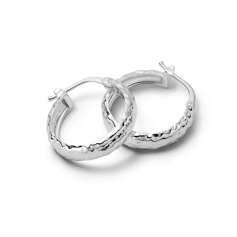 Midi Textured Hoop Earrings Sterling Silver recommended