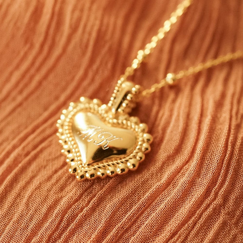 Mini Engravable Bobble Heart Necklace 18ct Gold Plate