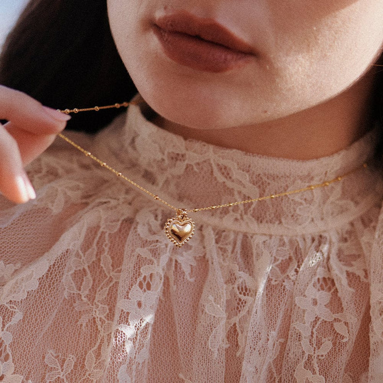 Mini Engravable Bobble Heart Necklace 18ct Gold Plate