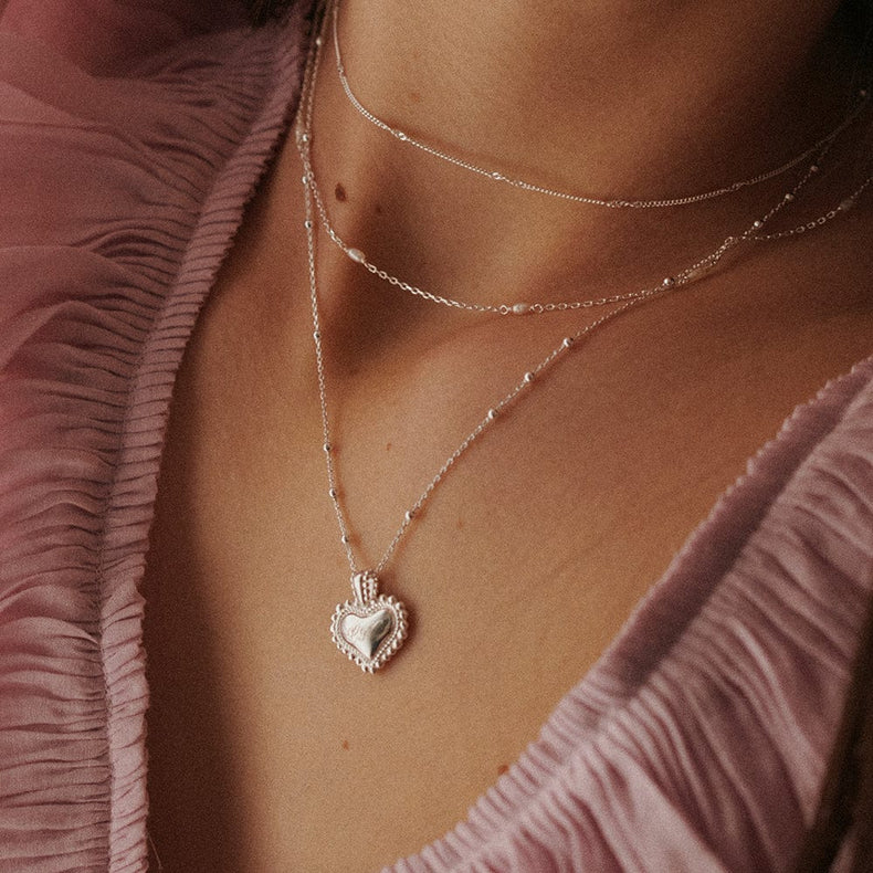 Mini Engravable Bobble Heart Necklace Sterling Silver