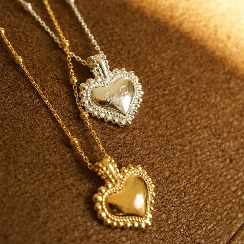 Mini Engravable Bobble Heart Necklace Sterling Silver
