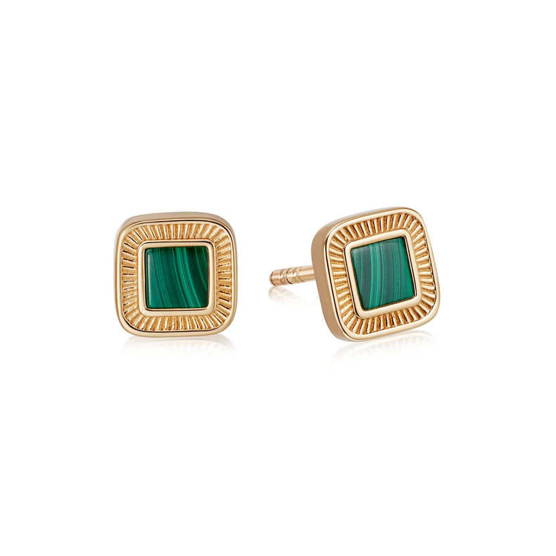 Mini Malachite Palm Stud Earrings 18ct Gold Plate recommended