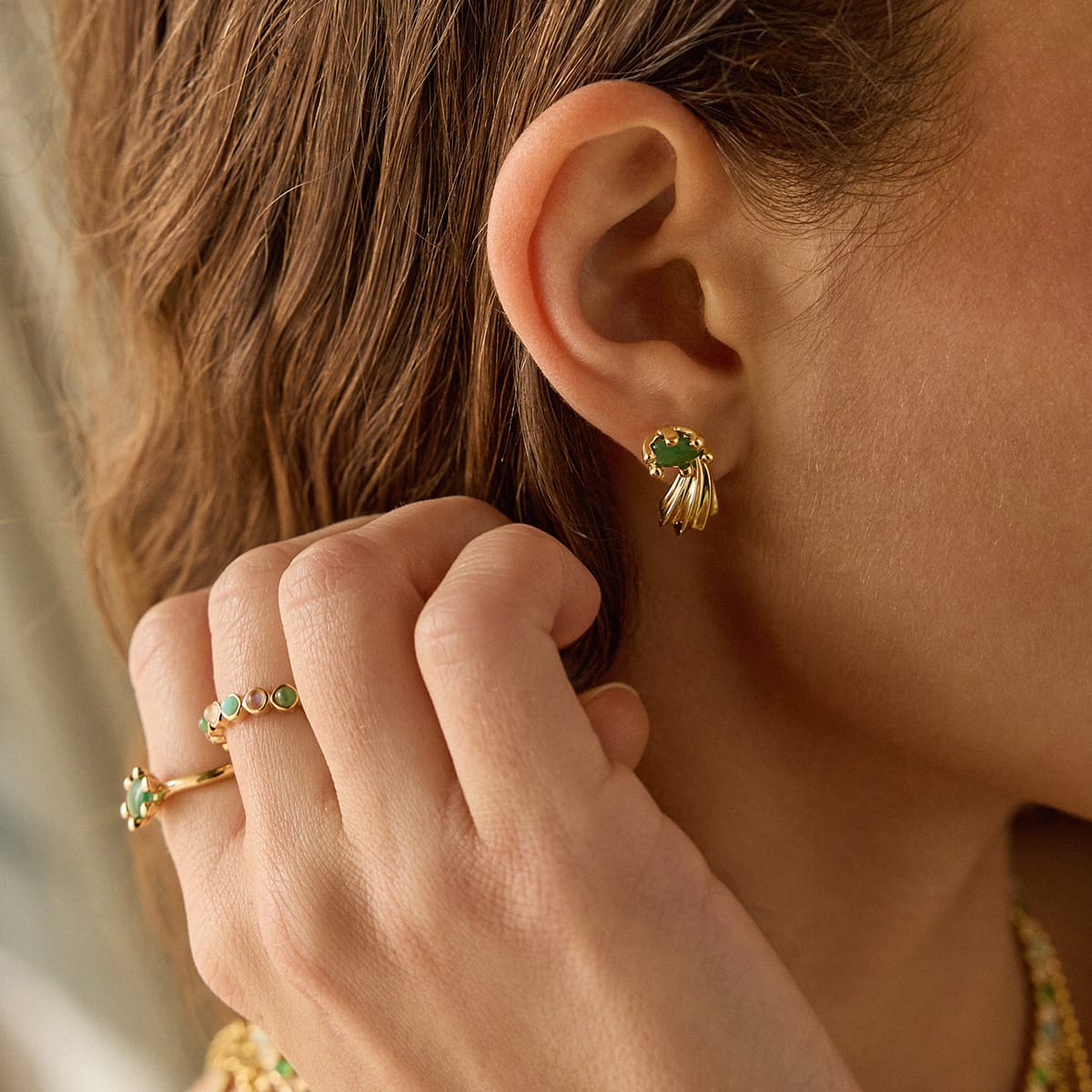 Mini Wave Stud Earrings 18ct Gold Plate