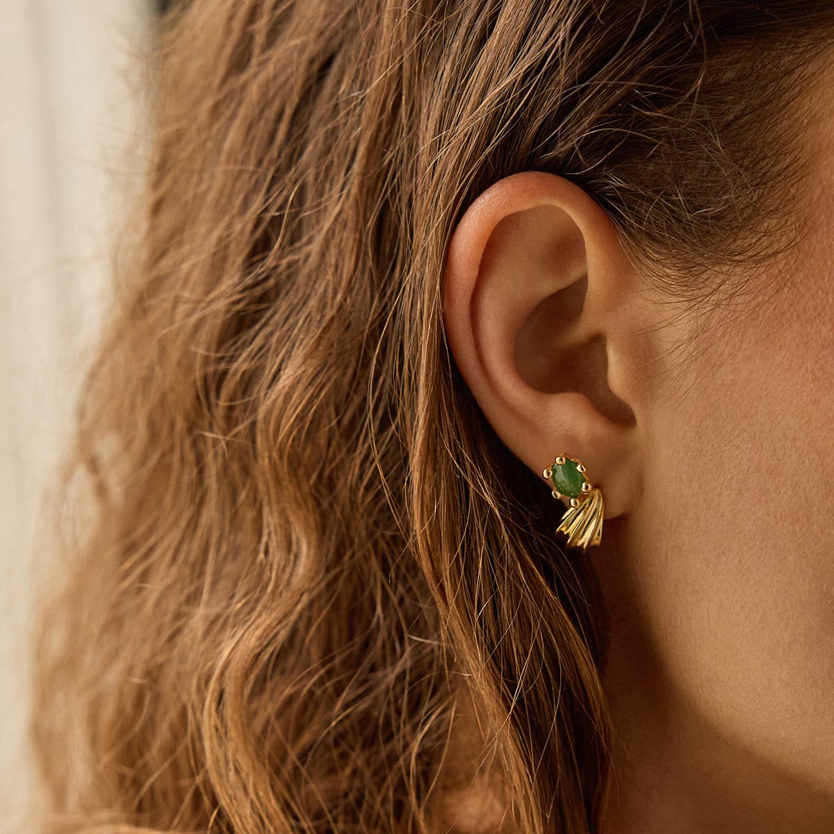 Mini Wave Stud Earrings 18ct Gold Plate