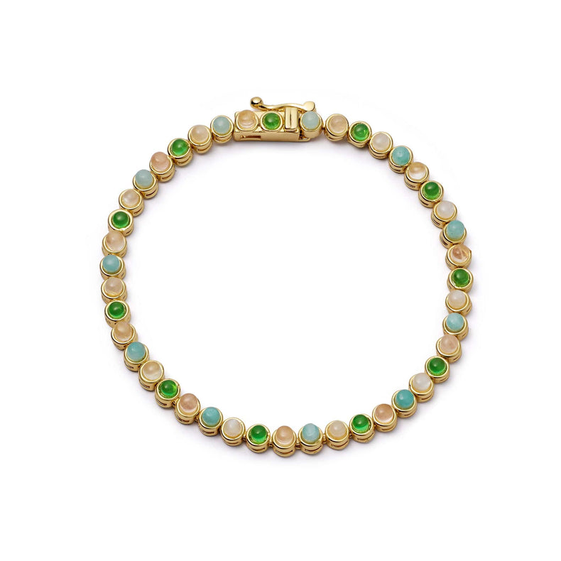 Mixed Gemstone Tennis Bracelet 18ct Gold Plate recommended