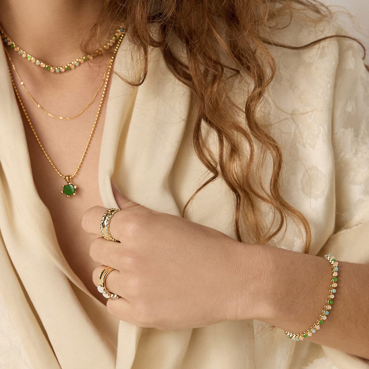 Mixed Gemstone Tennis Bracelet 18ct Gold Plate