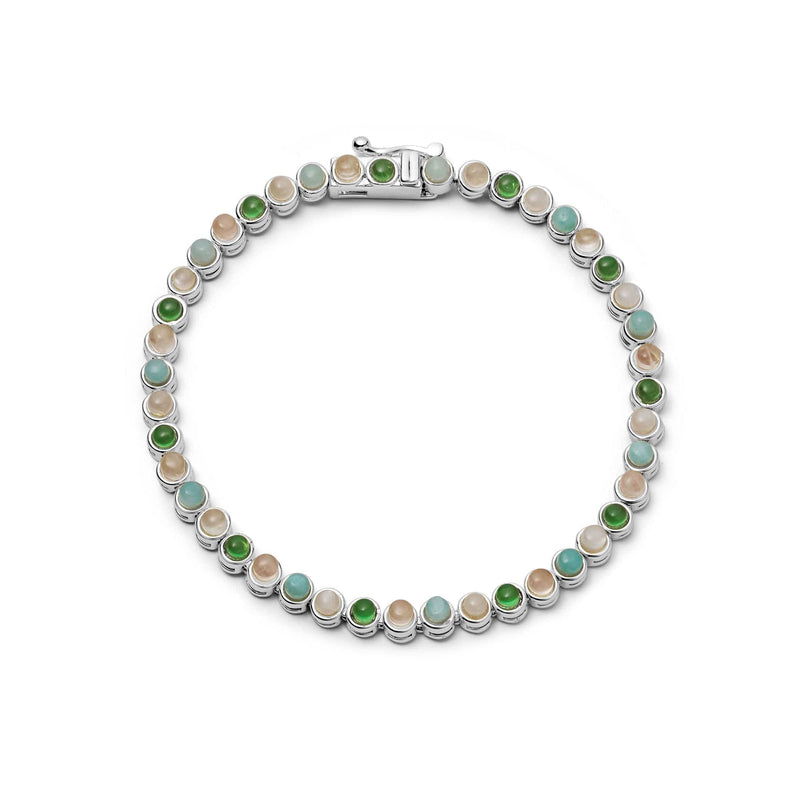 Mixed Gemstone Tennis Bracelet Silver Plate recommended