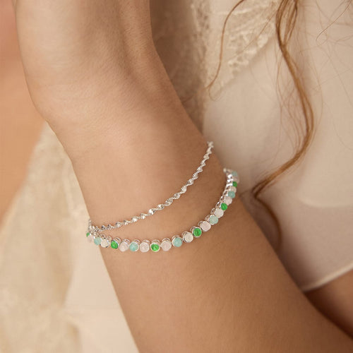 Mixed Gemstone Tennis Bracelet Silver Plate