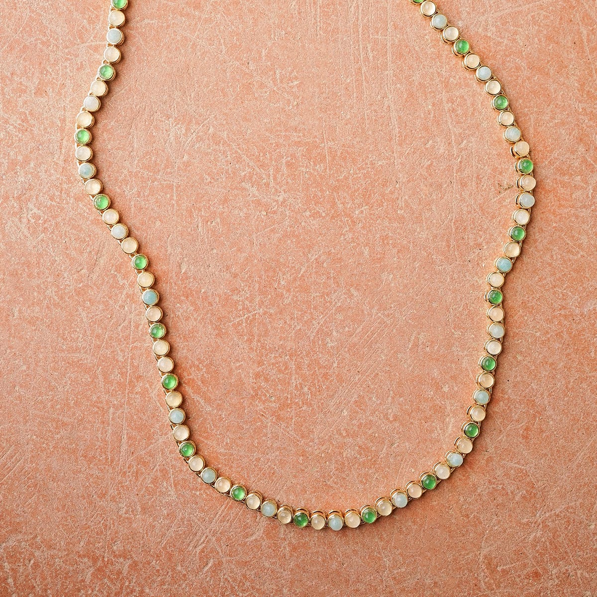 Mixed Gemstone Tennis Necklace 18ct Gold Plate