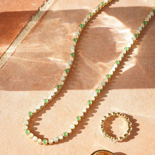 Mixed Gemstone Tennis Necklace 18ct Gold Plate