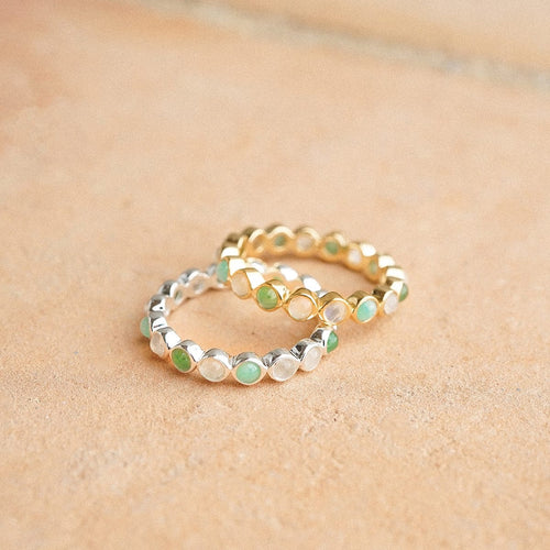 Mixed Gemstone Tennis Ring 18ct Gold Plate