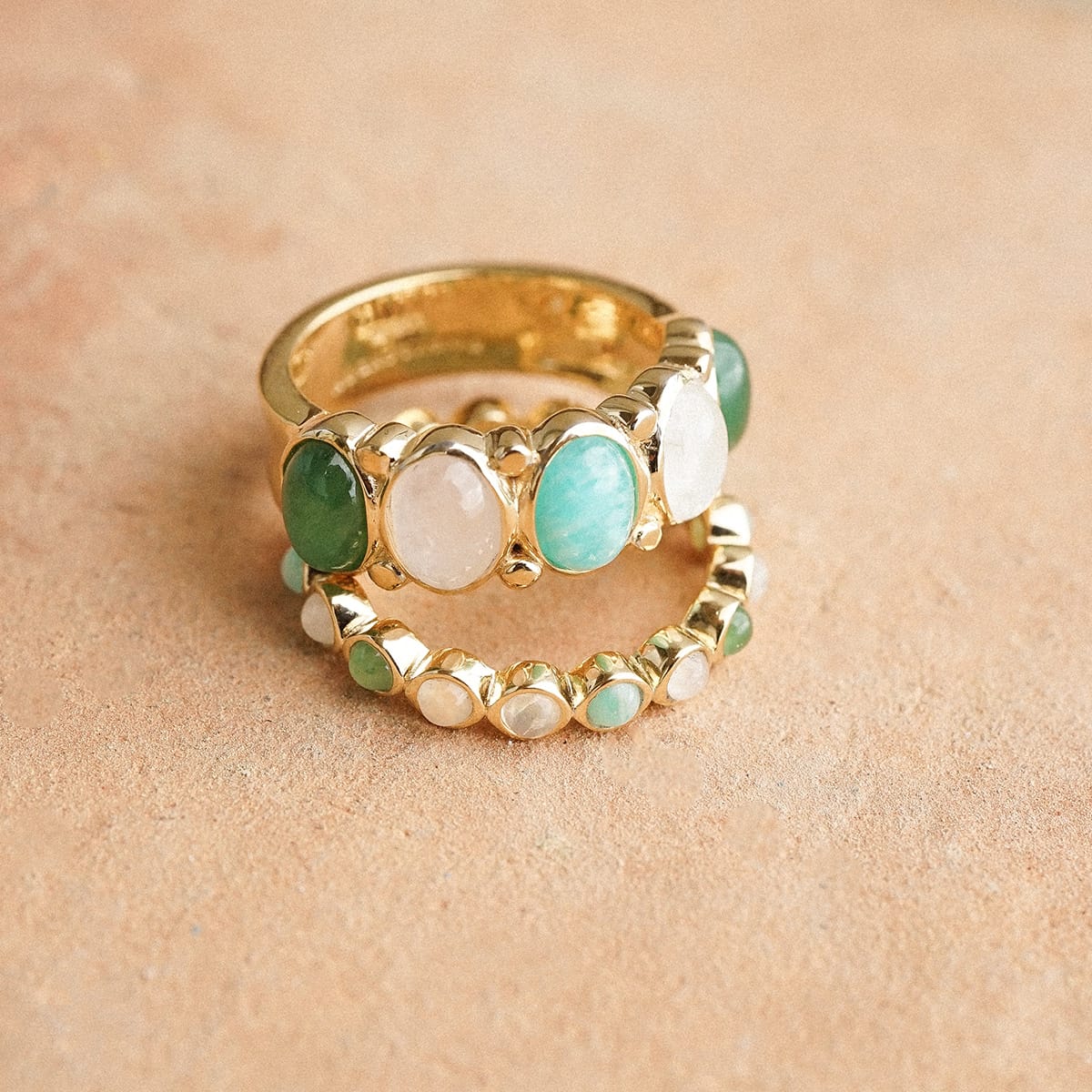 Mixed Gemstone Tennis Ring 18ct Gold Plate