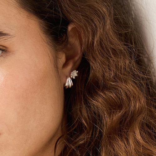 Moonstone Claw Stud Earrings Sterling Silver