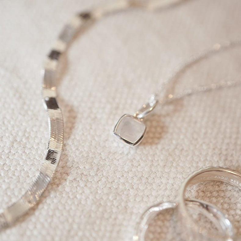 Moonstone June Birthstone Charm Pendant Sterling Silver