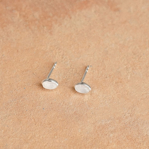 Moonstone Oval Stud Earrings Sterling Silver