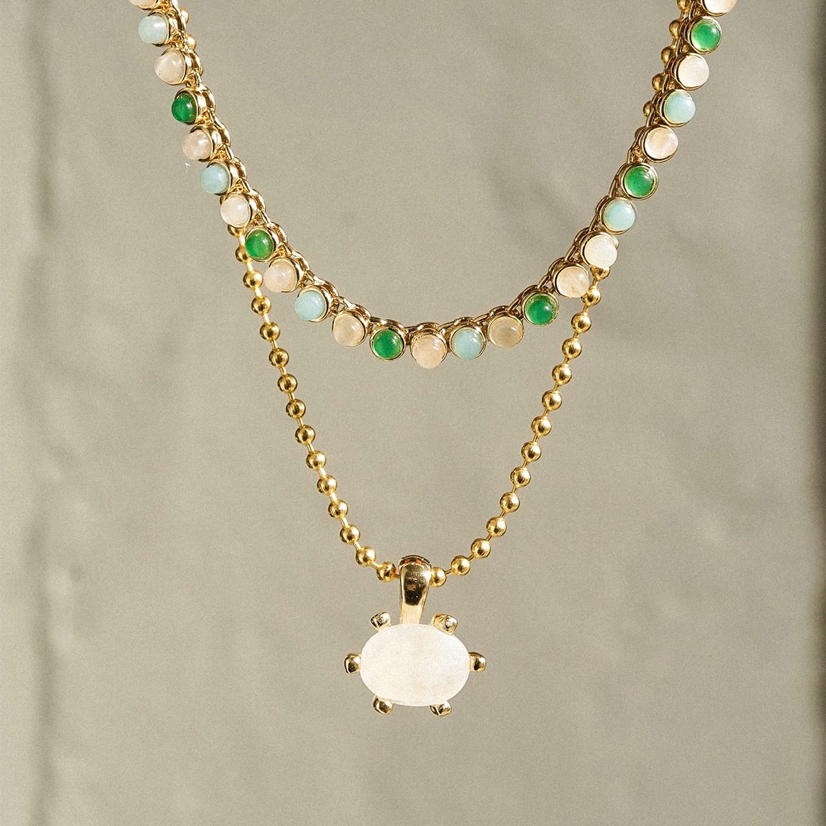 Moonstone Pendant Necklace 18ct Gold Plate