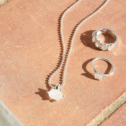 Moonstone Pendant Necklace Sterling Silver
