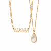 Mother of Pearl & Mama Necklace Layering Set 18ct Gold Plate