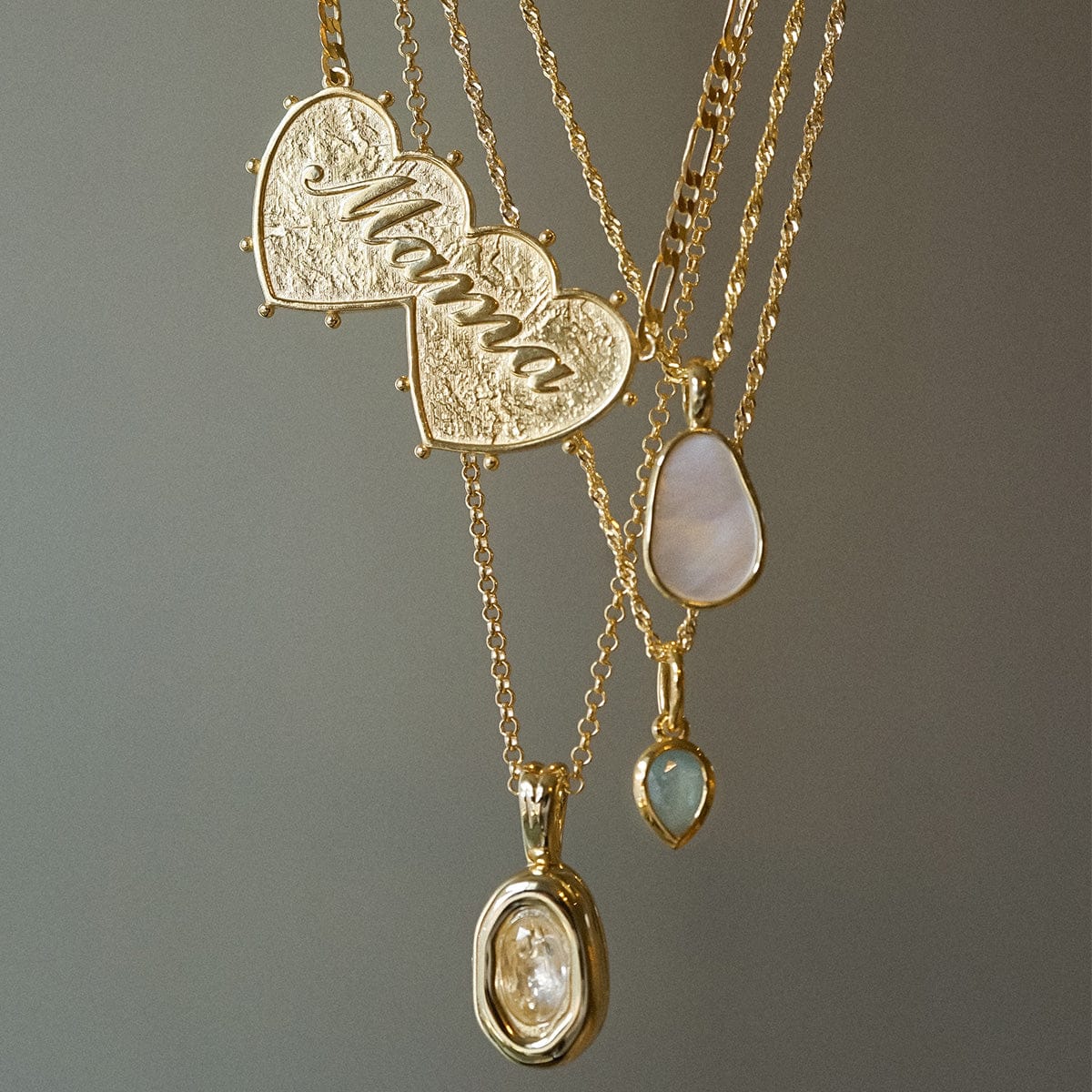 Mother Of Pearl Necklace 18ct Gold Plate