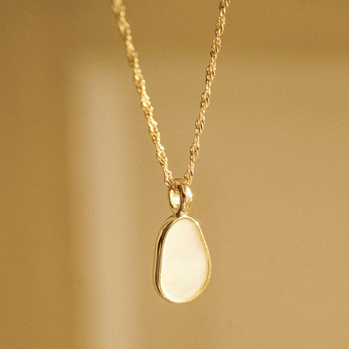 Mother Of Pearl Necklace 18ct Gold Plate