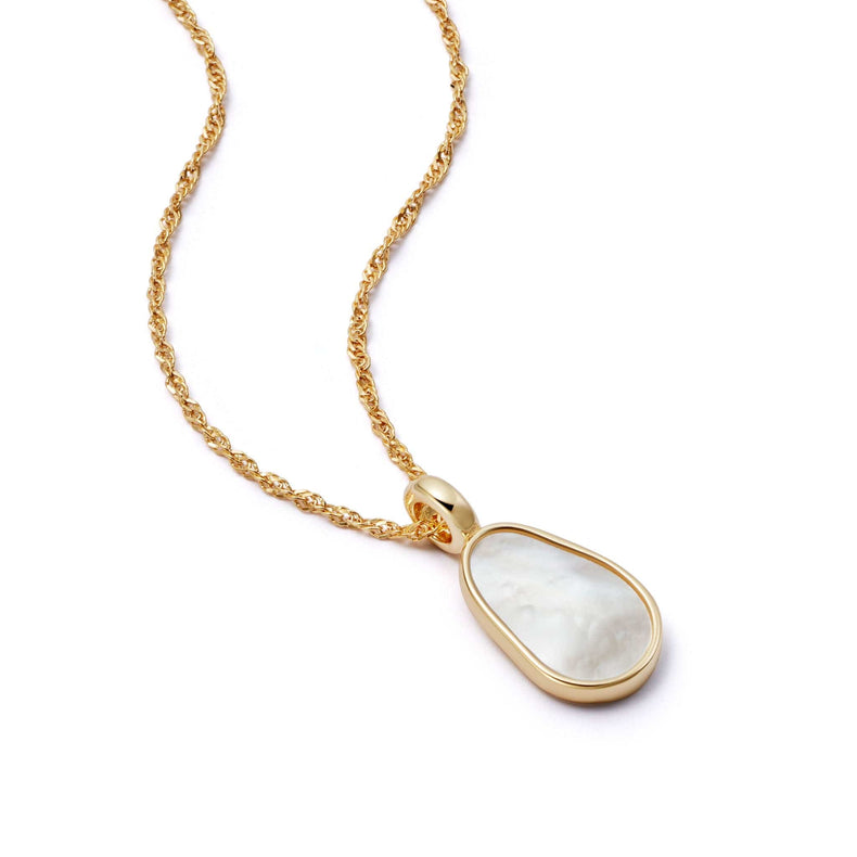 Mother Of Pearl Necklace 18ct Gold Plate