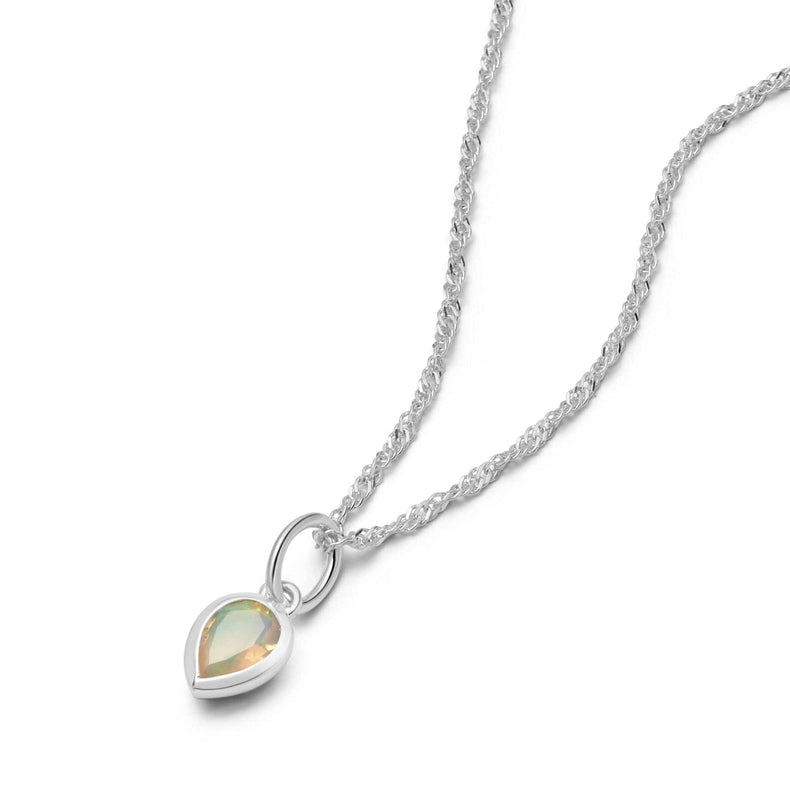 Opal October Birthstone Charm Necklace Sterling Silver recommended