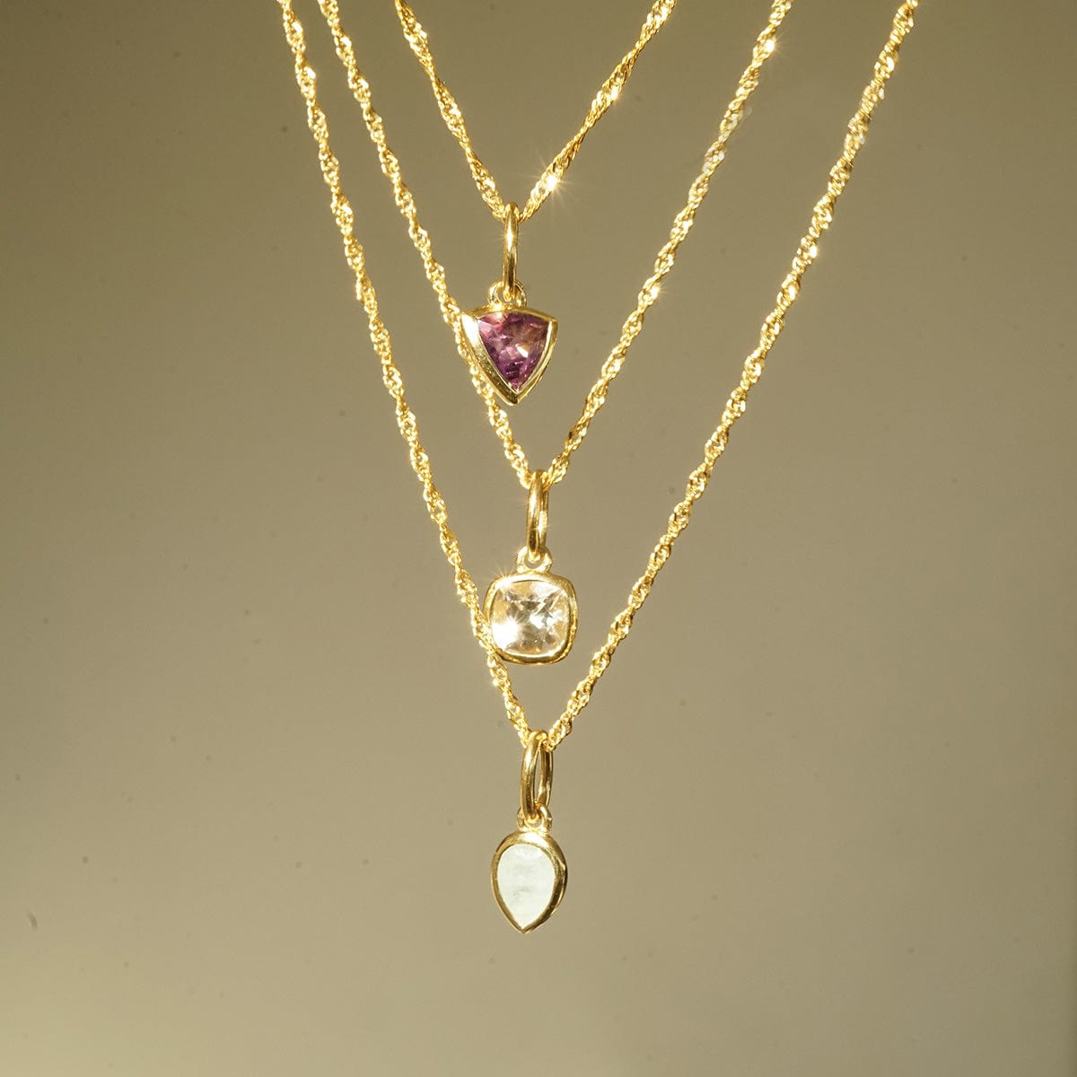 Opal October Birthstone Charm Pendant 18ct Gold Plate