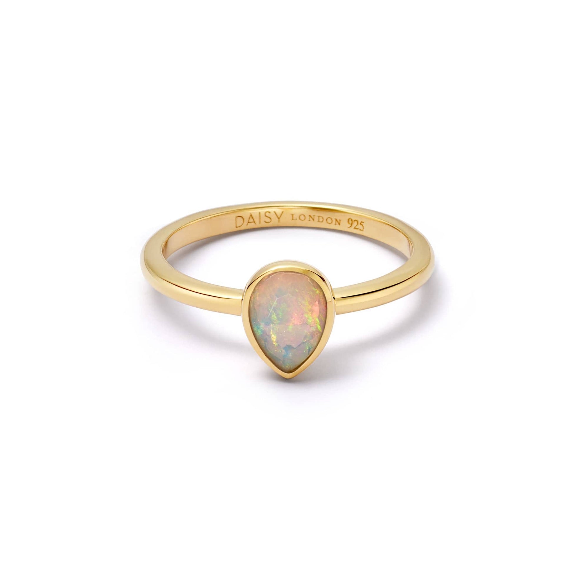 Opal October Birthstone Ring 18ct Gold Plate