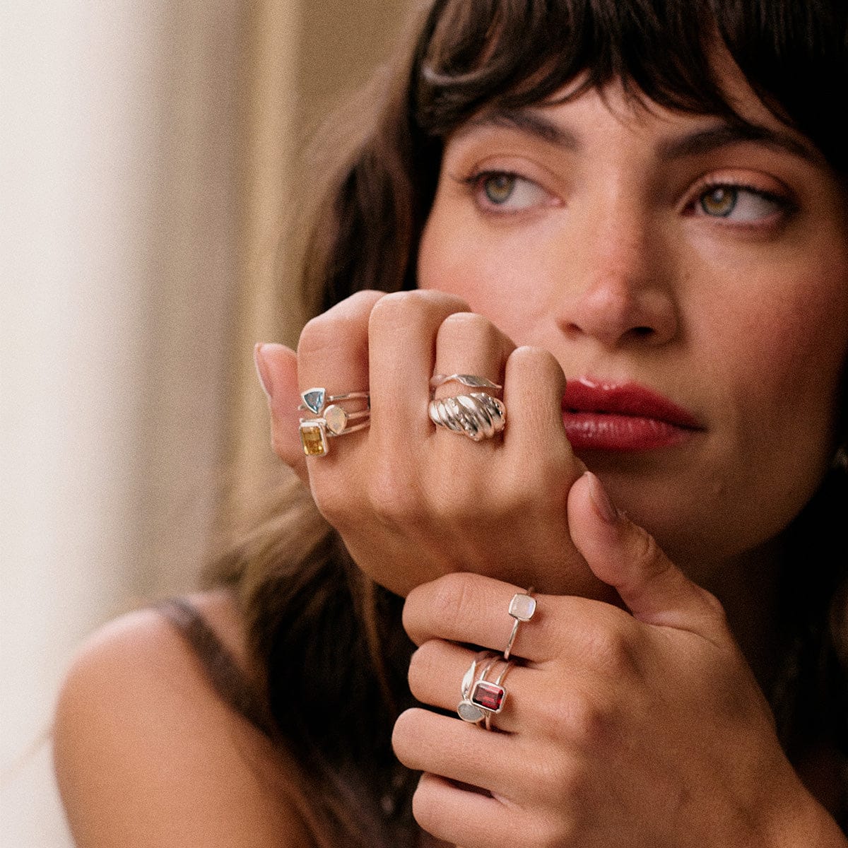 Opal October Birthstone Ring Sterling Silver