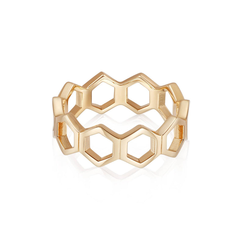 Open Hexagon Band Ring 18ct Gold Plate recommended