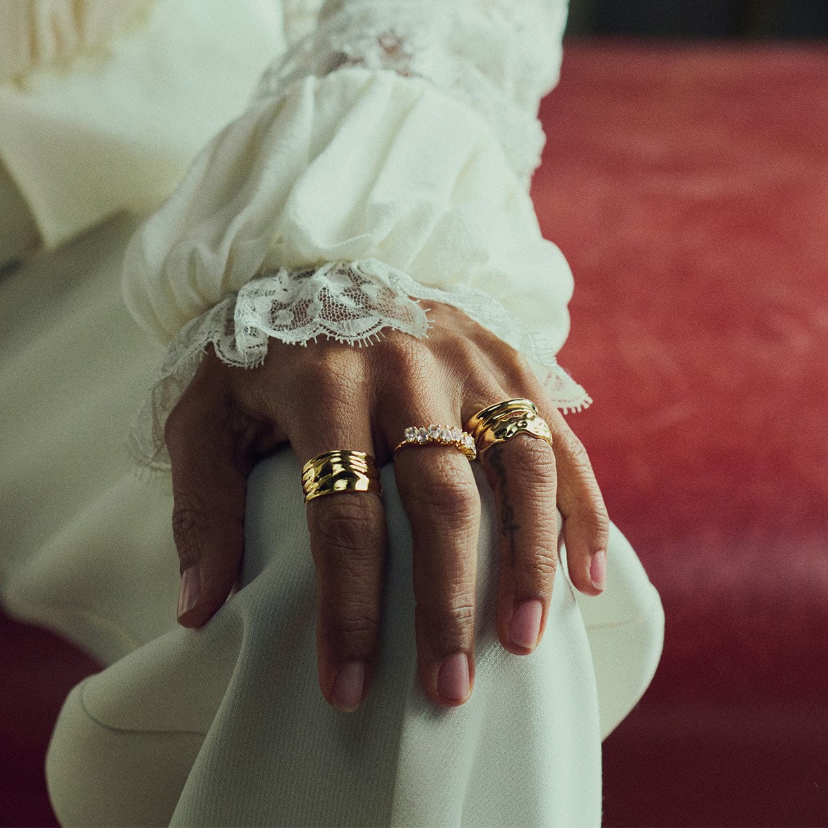 Organic Chunky Band Ring 18ct Gold Plate