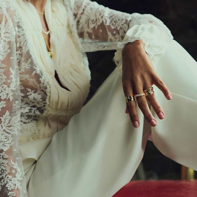 Organic Chunky Band Ring 18ct Gold Plate