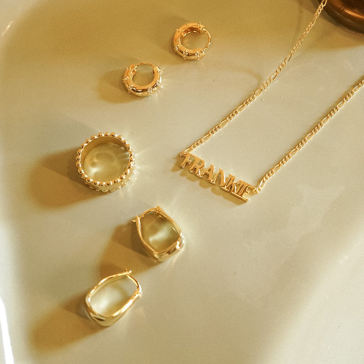 Organic Creole Earrings 18ct Gold Plate