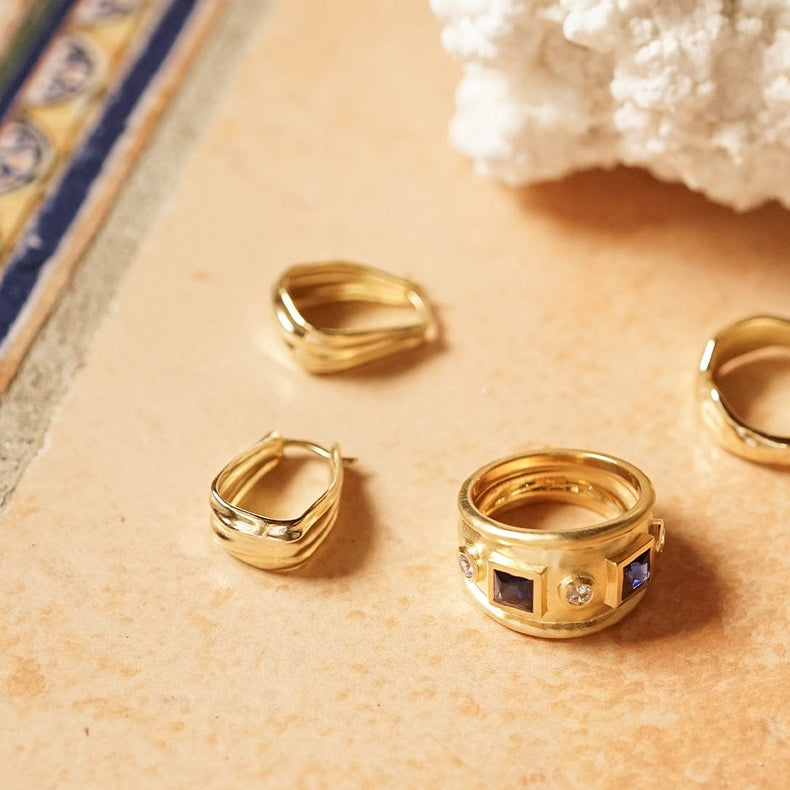 Organic Creole Earrings 18ct Gold Plate