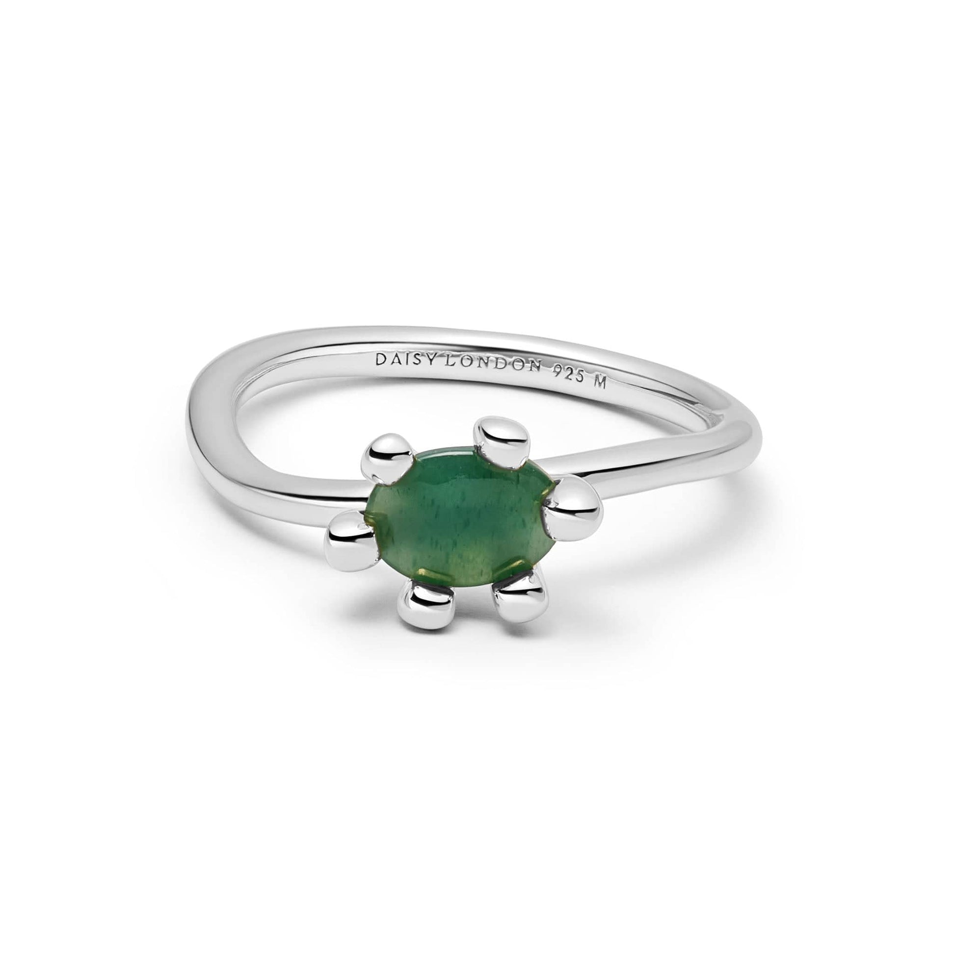 Green Aventurine Claw Ring Sterling Silver