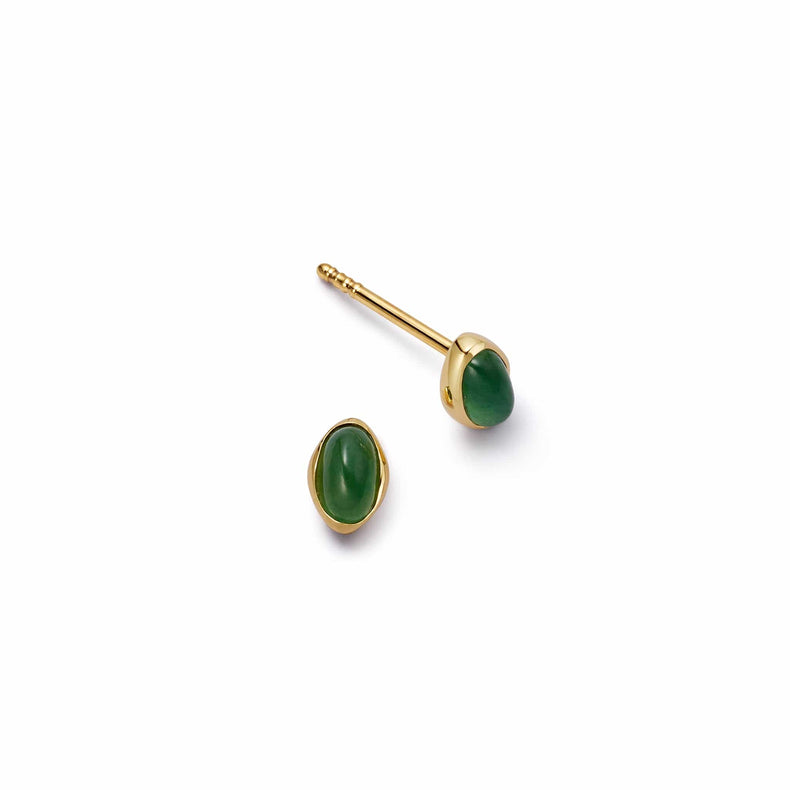 Green Aventurine Oval Stud Earrings 18ct Gold Plate recommended