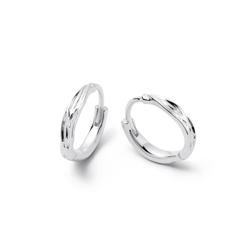 Organic Huggie Hoop Earrings Sterling Silver