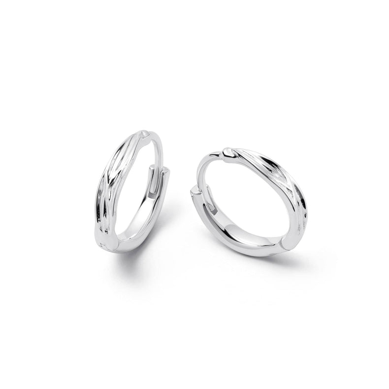 Organic Huggie Hoop Earrings Sterling Silver
