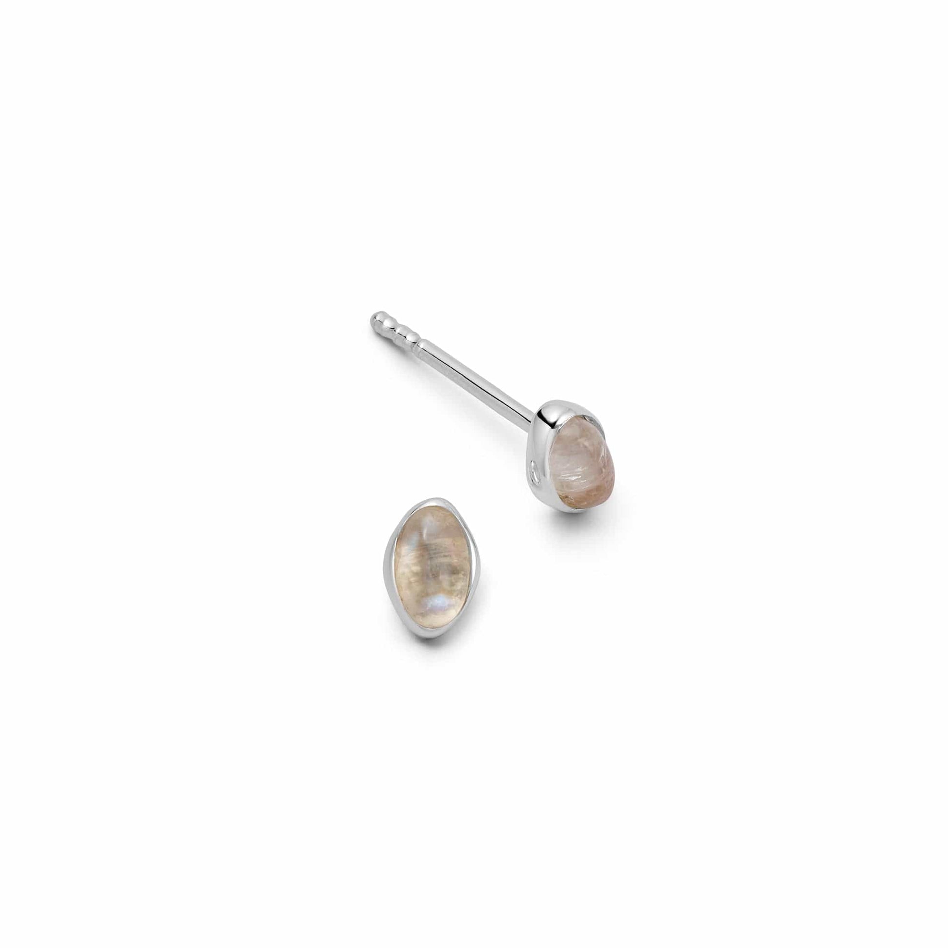 Moonstone Oval Stud Earrings Sterling Silver