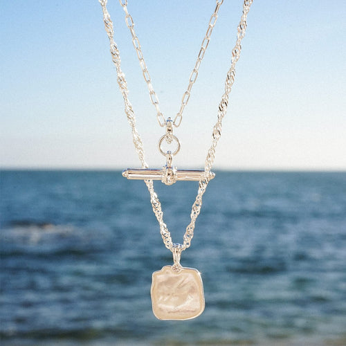 Organic Mother Of Pearl Necklace Sterling Silver