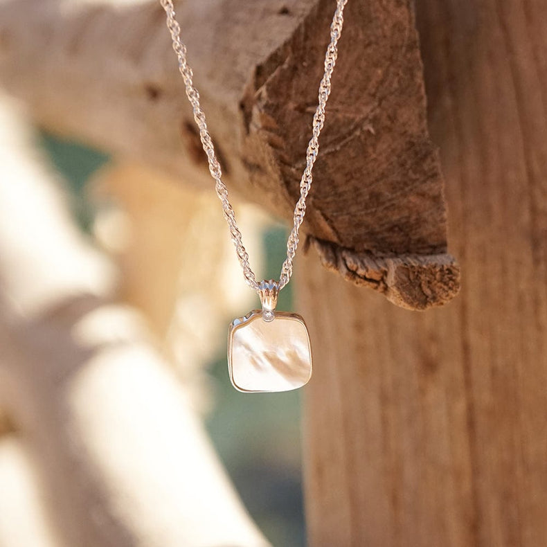 Organic Mother Of Pearl Necklace Sterling Silver