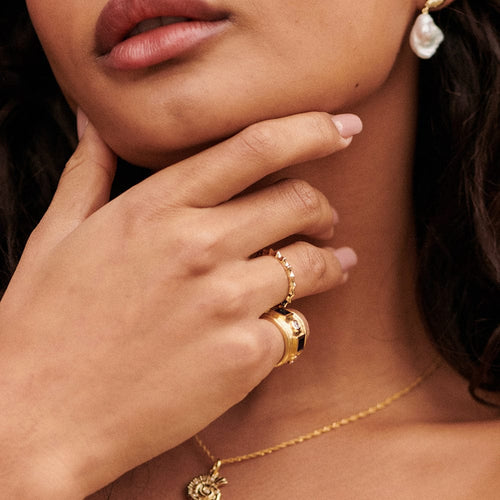 Organic Ridge Band Ring 18ct Gold Plate