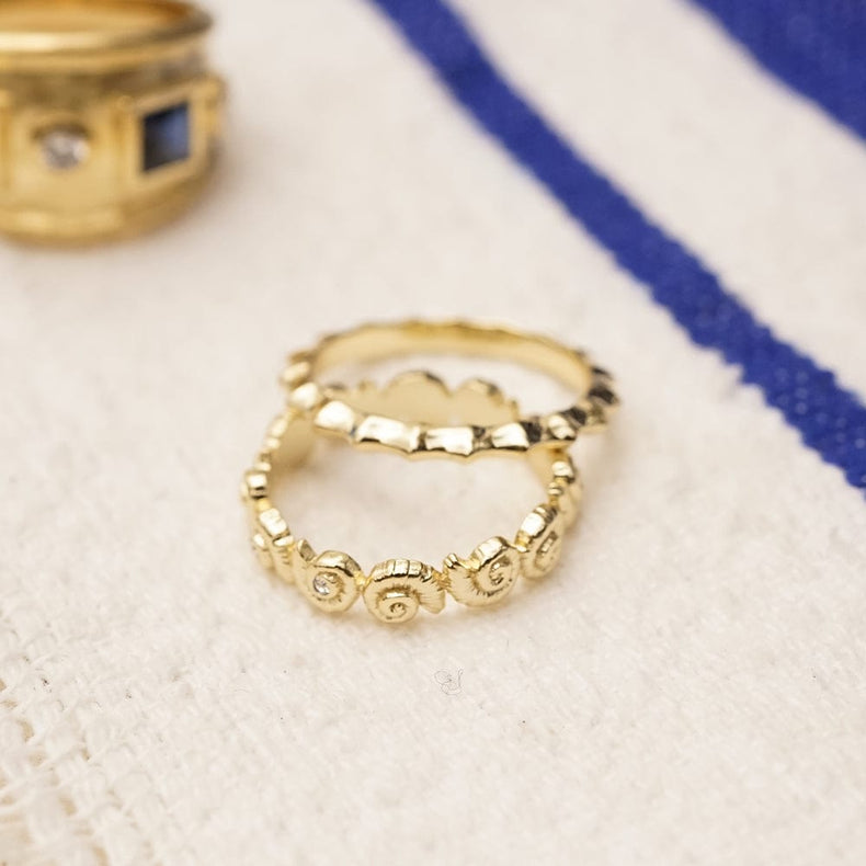 Organic Ridge Band Ring 18ct Gold Plate