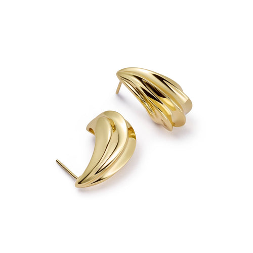 Bold Wave Stud Earrings 18ct Gold Plate